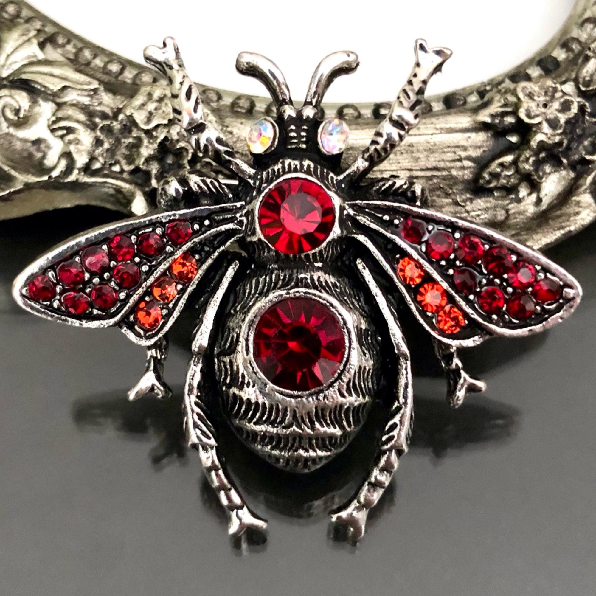 Red Crystal Bee Pin - Etsy