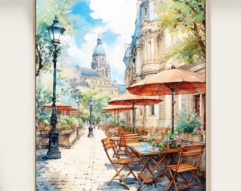 Vienna Cafe Watercolor Print, Austria Travel Art