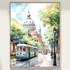 Madrid City Street Watercolor Painting Art Print, Spain Wall Art, Madrid Cityscape, Spain Painting, Spain Art, Europe Print, Travel Gift