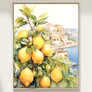 Lemon Tree Wall Art Italy Landscape Poster Cinque Terre Painting Europe Watercolor Travel Gift