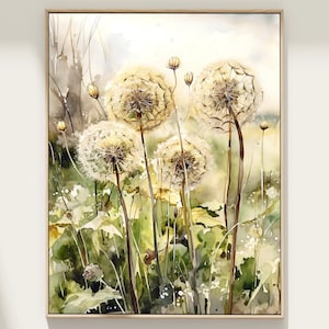 Dandelion Watercolor Art Print: Wildflower Home Decor