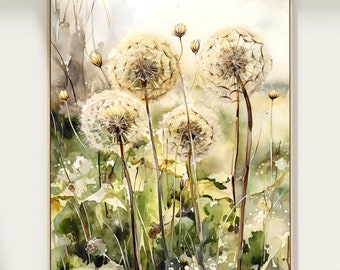 Dandelion Watercolor Art Print: Wildflower Home Decor