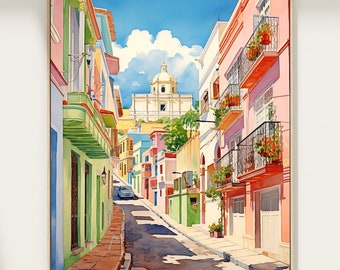 Puerto Rico Art Print, Puerto Rico Poster, Puerto Rico Wall Art, Puerto Rico Art Print, Puerto Rico Painting