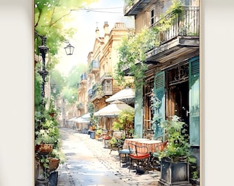 Madrid Watercolor Art Print: Spain Travel Poster, Cityscape Wall Decor