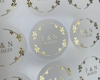Foiled envelope stickers, personalised wedding stickers, envelope seals