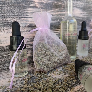 Lavender essential oil 30ml + 2 bottles air freshner + fragrant wardrobe + flower lavender