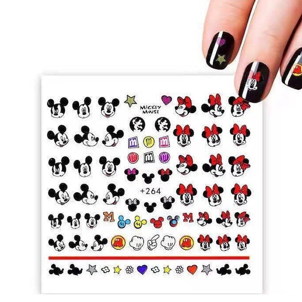 Cartoon Character Nail Sticker | Animated character | Mickey Mouse Disney | Chip and Dale | Snoopy | Charlie Brown | Self Adhesive | Decals