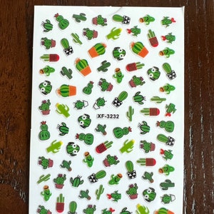 Cute Cactus Flower Designs Nail Art Sticker Mix | Plant | Desert | Flower | Daisy | Nail Sticker | Floral | Saguaro | Cereus | Succulant