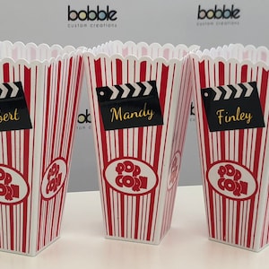 Personalised Popcorn Box, Movie Night, Sleepover, Film, Clapper, Popcorn, Birthday Party, Birthday, Movie, Film Night, Popcorn Holder