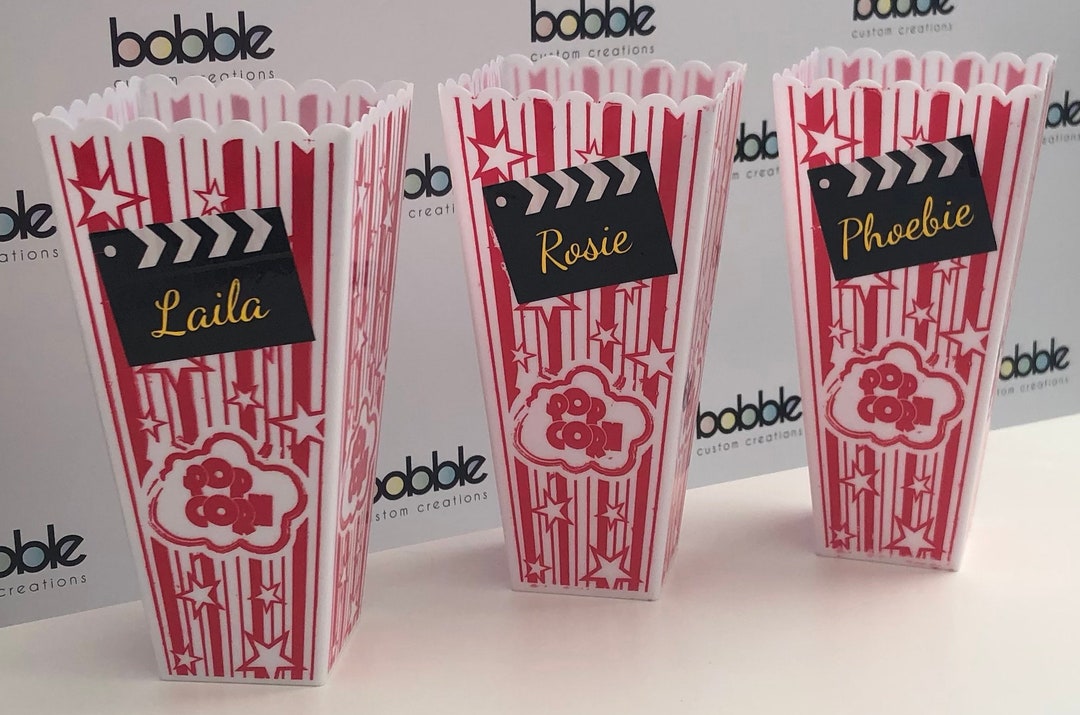 Personalised Popcorn Box, Movie Night, Sleepover, Film, Clapper