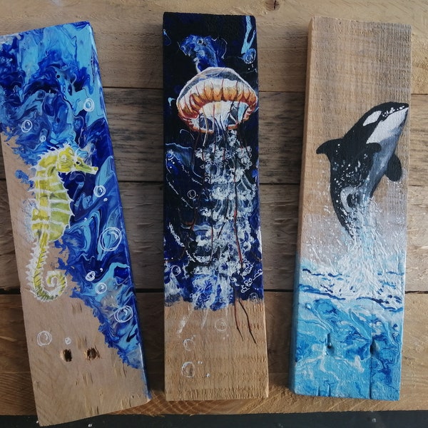 Planche Bois / collection Marine/ animaux marins