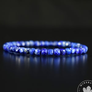 AAA Lapis Lazuli Armband 4mm Facetgeslepen Vierkante Kralen - Waarheid - Geheugen - Bewustzijn