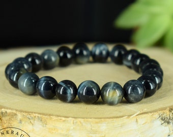 Hawk's Eye bracelet 10mm natural round beads - Clairvoyance - Abundance - Healing