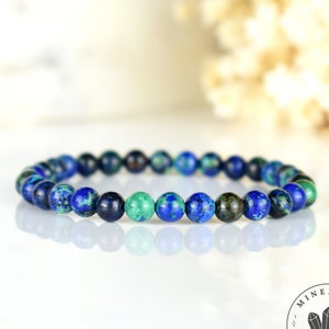 Azurite & Malachite Bracelet 6mm Round AAA Natural Stone Beads