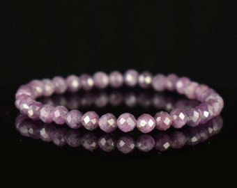 Pulsera Violeta Zafiro AAA 5mm perlas redondas facetadas - Protección - Comprensión - Poder