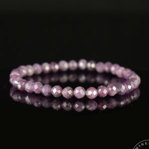 Bracelet Violet Sapphire AAA 5mm round faceted beads - Protection - Understanding - Power