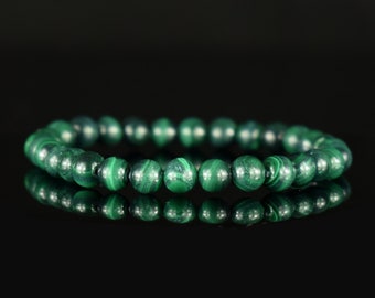 Bracelet Malachite Foncée perles 6mm AAA en pierres naturelles