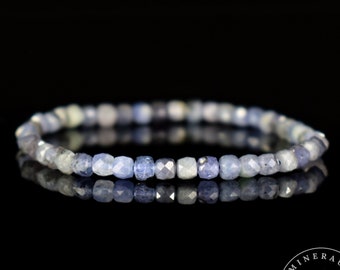 Blue Tanzanite bracelet 4mm faceted square beads simple quality - Revelation - Amplification - Donations
