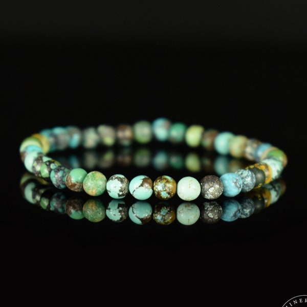 Bracelet Turquoise Hubei véritable grade AA perles rondes naturelles 5mm