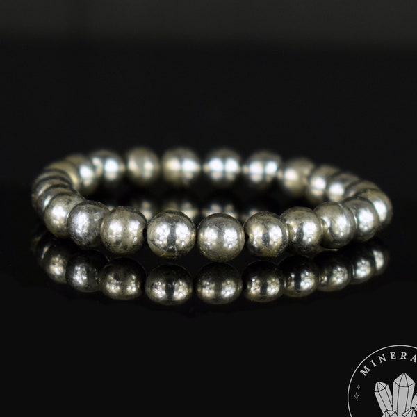 Bracelet Pyrite perles rondes 8mm naturelles AA - Purification - Activation - Clarification