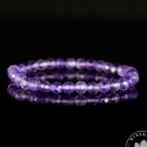 Amethist armband 6 mm ronde gefacetteerde AAA-kralen - Integratie - Spirituele rust - Genezing