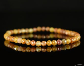 Fijne gele saffier armband met 4 mm ronde facetkralen - Rijkdom - Kracht - Gezondheid