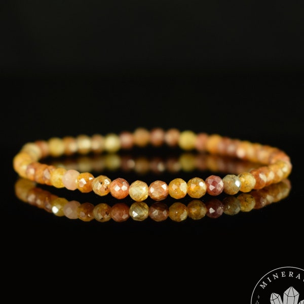 Thin Yellow Sapphire Bracelet With 4mm round faceted beads - Wealth - Power - Health