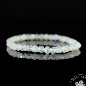 Bransoletka AAA Rainbow Moonstone, biały labradoryt Perysteryt Bransoletka Fasetowane kwadratowe koraliki 4,5 mm