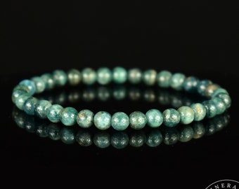 Bracelet Apatite Verte Bleue perles rondes 6mm - Structure - Développement - Soulagement
