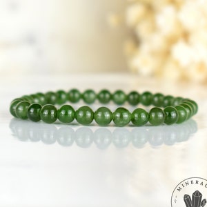 Jade bracelet 6mm round natural AAA Nephrite Jade beads - Stability - Instinct - Longevity