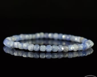 Blue Tanzanite Bracelet AAA 4mm square faceted beads, Natural Tanzanite - Revelation - Amplification - Donations