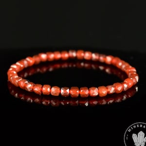 AAA Carnelian Bracelet 4.5mm faceted cubic beads - virtues of Confidence - Warming - Energy