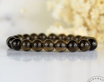 Bracelet Smoky Quartz beads 8mm grade AAA