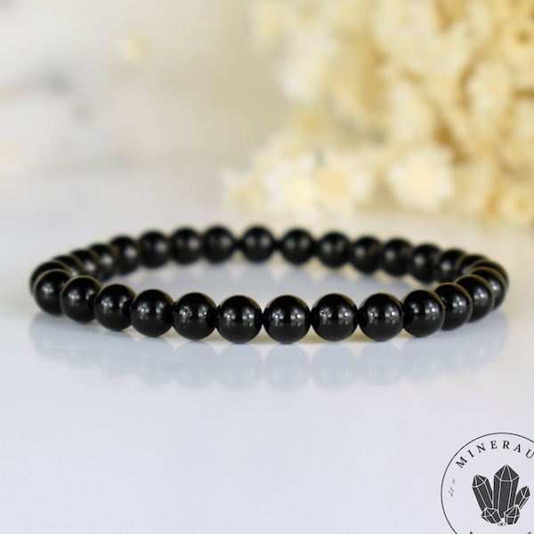 Bracelet Tourmaline noire perles 6mm rondes - Ancrage - Protection - Réalignement