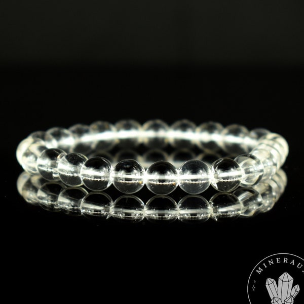 Bracelet Cristal de Roche perles 8mm grade AAA