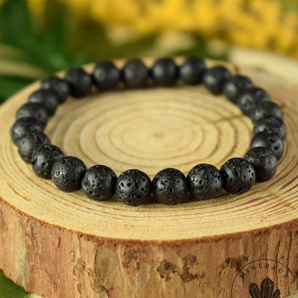 Lava stone bracelet natural round beads 8mm