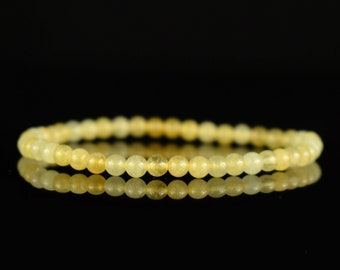Bracelet Héliodore perles rondes 4mm AA , Bracelet béryl jaune