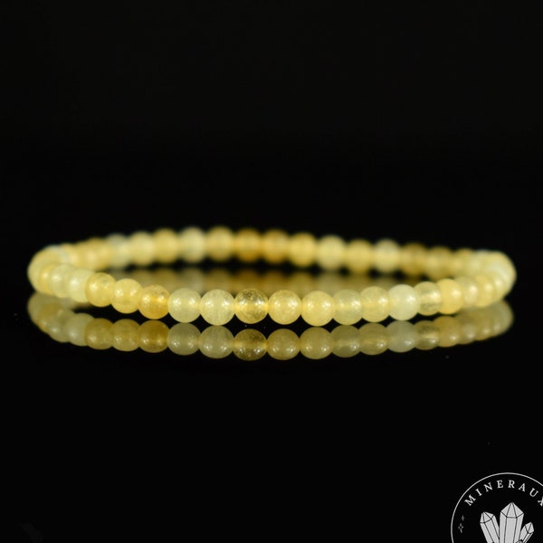 Heliodore bracelet round beads 4mm AA, Yellow beryl bracelet
