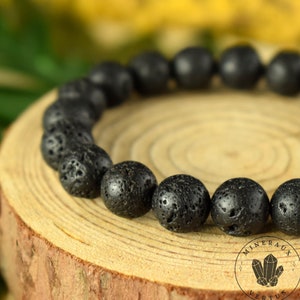 Lava stone bracelet natural round beads 10mm