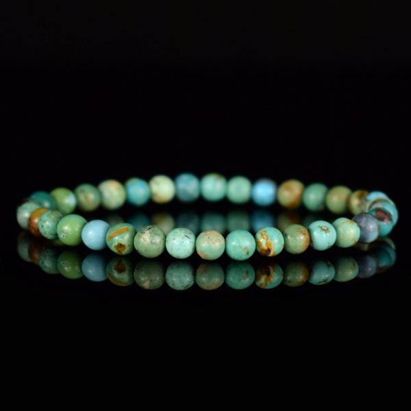 Bracelet Turquoise Hubei véritable grade AA perles rondes naturelles 6mm