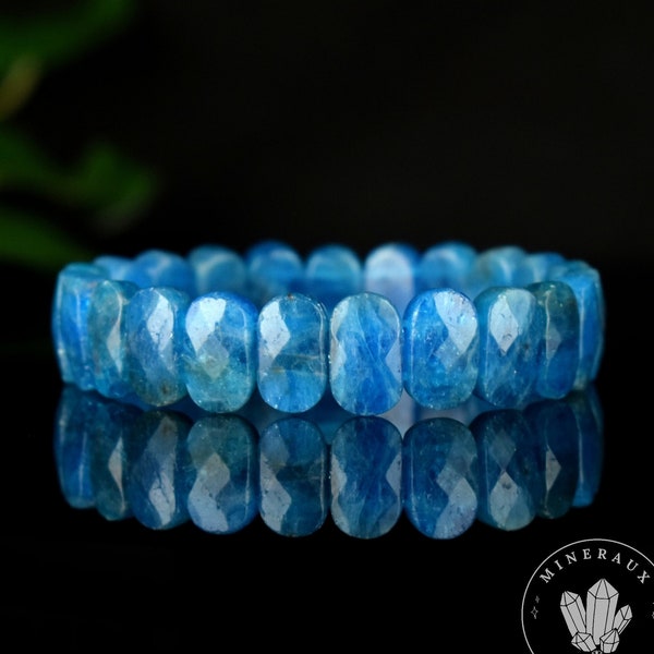 Bracelet Apatite Bleue grade AA perles facettées 14.5mm x 9mm - Bijou unique #2