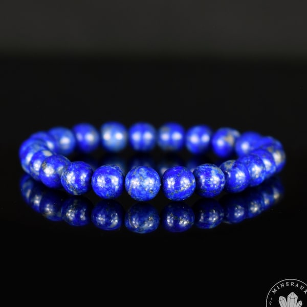 Bracelet Lapis Lazuli perles 8mm rondes naturelles grade AAA - Vérité - Mémoire - Conscience