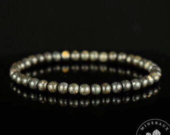 Bracelet Opale Noire véritables perles rondes naturelles 5mm , pierre de naissance d'Octobre