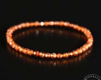 Orange Spessartite Garnet Bracelet AAA faceted round beads 4mm - Fortification - Stimulation - Radiance