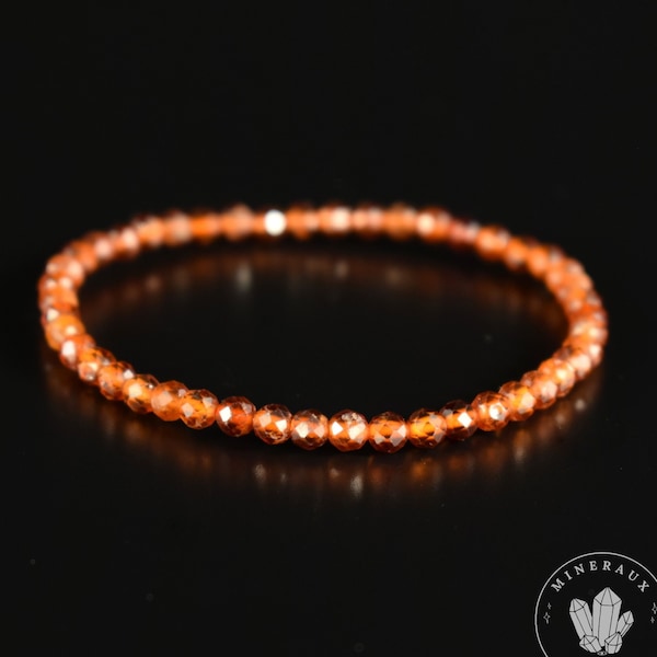 Orange Spessartite Garnet Bracelet AAA faceted round beads 4mm - Fortification - Stimulation - Radiance