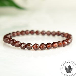 Rare Malaya Garnet Bracelet AAA faceted round beads 6mm - Initiation - Stimulation - Radiance