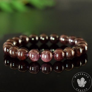 Rode granaat armband 9mm Almandine Flash Stars AAA ronde kralen - Granaat met asterisme