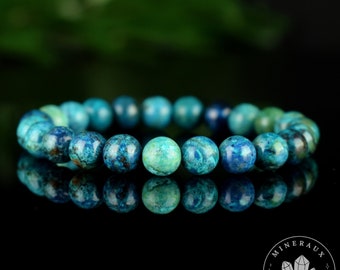 Bracelet Chrysocolle AAA 8mm perles rondes , Communication - Relaxation - Absorption