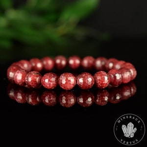 Red Ruby Bracelet 8mm Natural Faceted Round Myanmar Beads Grade AAA