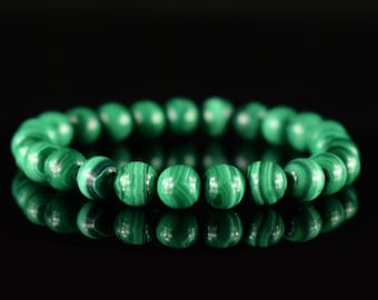Malachite bracelet round beads 8mm AAA in natural stones